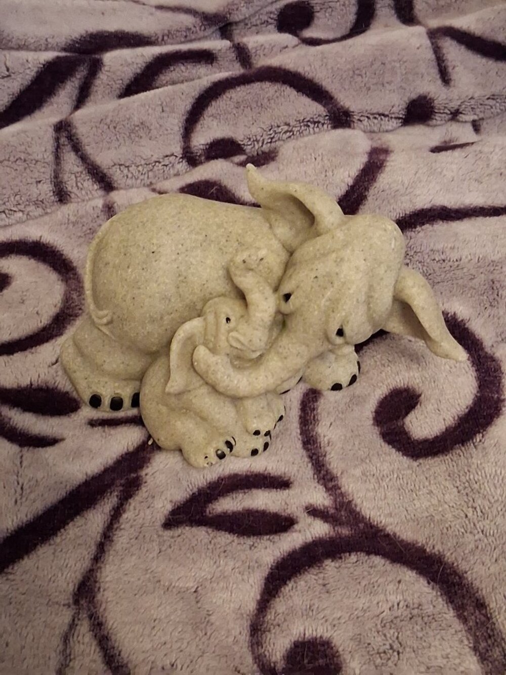 VTG Quarry Critters Elmo & Eli Elephant Figurine polished stone look design 2001